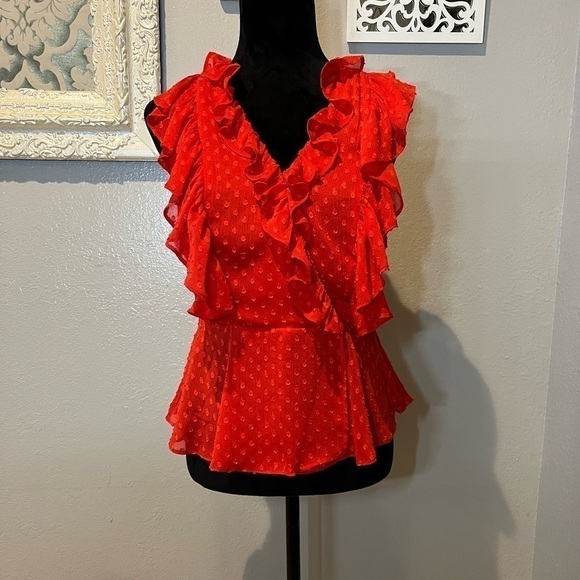maison d’Amelie Tops - Maison d’amelia red ruffle shirt
